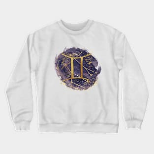 Gemini gold symbol with constellation on watercolor Crewneck Sweatshirt